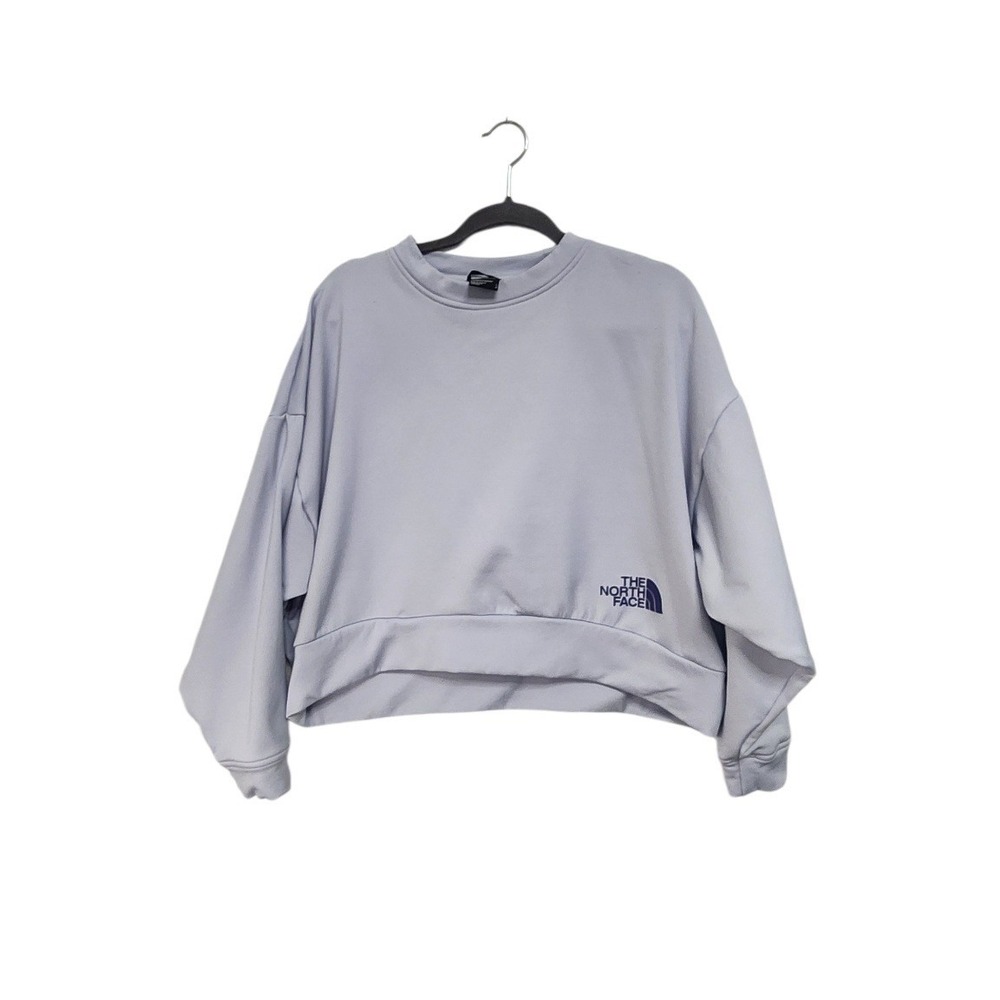 The North Face Cropped Sweatshirt Womens L Blue Good Boxy Logo Pullover NF0A55V1